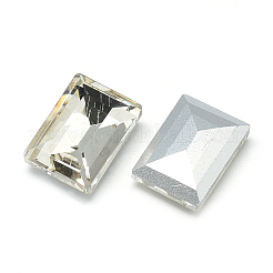 ポイントガラスラインストーンカボション  バックメッキ  多面カット  長方形  透明  14x10x5.1mm&nbsp;RGLA-T031-10x14mm-01