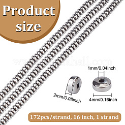 1連売り合成非磁性ヘマタイトビーズ連売り  グレードA  ロンデル  スムーズ  プラチナメッキ  4x2mm&nbsp;G-ME0001-39