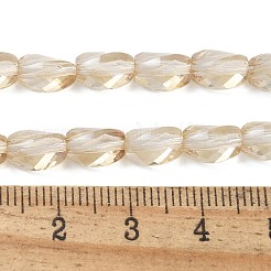 電気メッキガラスビーズセット  パール光沢メッキ  多面カット  ツイスト  古いレース  8~8.5x5.5~6x5.5mm  穴：1mm  約49個/連  15.94インチ（40.5cm）&nbsp;EGLA-L045-C-PL01