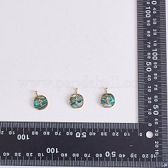 天然アワビシェル/パウアシェルペンダント5個。  18KGP本金メッキ真鍮製パーツとともに  カドミウムフリー＆鉛フリー  長持ちメッキ  フラットラウンドのチャーム  クロス模様  18x13.5x2mm  穴：2x3mm&nbsp;KK-SZ0002-38B