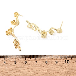 真鍮製スタッドピアスパーツ  花  カン付き  14KGP本金メッキ  38x18mm  穴：0.9mm  ピン：0.8x11mm&nbsp;KK-B179-09G
