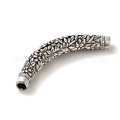 チベット風合金彫刻花筒ビーズ  カドミウムフリー＆鉛フリー  アンティークシルバー  64x9.5~10mm  穴：4.8mm&nbsp;TIBEB-L007-10AS