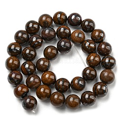 天然イエロータイガー鉄ビーズ連売り  ラウンド  10~11mm  穴：1.2mm  約36個/連  14.88~14.96インチ（37.8~38cm）&nbsp;G-C079-A03-03
