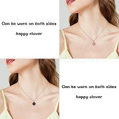 Four Leaf Clover Pendant Necklace Sterling 925 Silver Lucky Four Leaf Clover Necklace Adjustable Temperature-sensitive Color Changing Pendant Necklaces Jewelry Gift for Women&nbsp;JN1087A