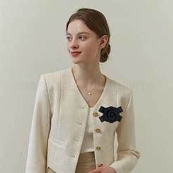 Polyester Art Camelia with Bowknot Brooch Pins&nbsp;JEWB-WH0048-03C