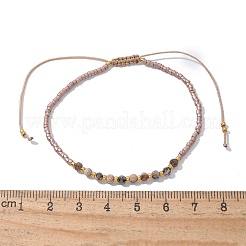 2mm Faceted Natural Rhodonite Beaded Braided Adjustable Bracelets for Women&nbsp;PF2854-3