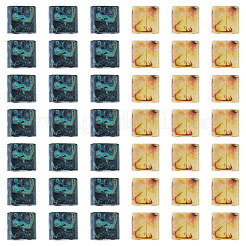 50g 2色2穴ベーキングペイントガラスシードビーズ  正方形  ミックスカラー  5x5x2mm  穴：0.7~1mm  約25g /カラー&nbsp;SEED-TA0001-70