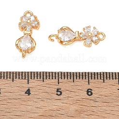 真鍮舗装クリアキュービックジルコニアコネクタチャーム  花と涙型のリンク  18KGP本金メッキ  18x7.5x4mm  穴：1.5mm&nbsp;CU-CBAB0CF-01G