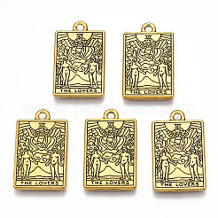 ラックメッキ合金ペンダント  カドミウムフリー＆ニッケルフリー＆鉛フリー  タロットチャーム  アンティーク黄金  恋人たちvi  23.5x14.5x1.5mm  穴：1.8mm&nbsp;PALLOY-WH0103-04E-AG