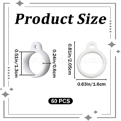 60 個のシリコンペンダント  電子スタイラス＆ライター製造用  リング  ホワイト  内径：13mm&nbsp;SIL-GF0001-40B