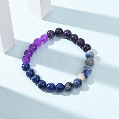 Natural Picture Jasper & African Turquoise & Glass Beads Stretch Bracelets for Women Men&nbsp;BJEW-P398-01E