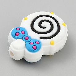 塩ビプラスチックビーズ  ロリポップ  ホワイト  28.5x21.5x9mm  穴：3mm&nbsp;KY-TAC0018-03E