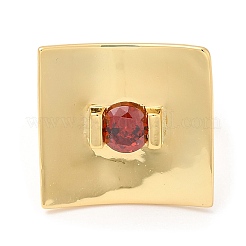 Rack Plating Brass Rectangle Open Cuff Rings&nbsp;RJEW-D008-02G