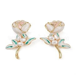 Flower Brass Enamel Stud Earrings&nbsp;EJEW-K308-04G