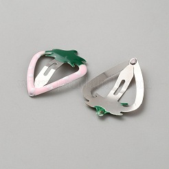 アイロン＆エナメルスナップヘアクリップ  女の子のためのヘアアクセサリー  フルーツ  苺  35.5x28x2mm&nbsp;PHAR-WH20002-04A-01