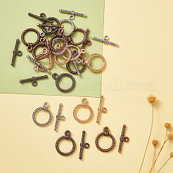 チベット風合金マンテル  ミックスカラー  リング：22x17.5x2mm  穴：2mm  バー：25.5x8x3mm  穴：2mm  5セット/カラー  20のセット/袋&nbsp;PALLOY-TA0020-01