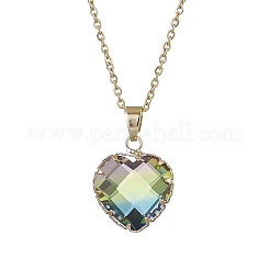 2Pcs 2 Styles Teardrop Heart K9 Glass Imitation Tourmaline Pendant Necklaces Sets&nbsp;NJEW-JN05188-03