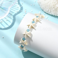 Natural White Jade & Synthetical Turquoise Beaded Bracelets for Women&nbsp;BJEW-JB13916