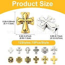 120Pcs 12 Styles Tibetan Style Zinc Alloy Beads&nbsp;FIND-YW0011-84