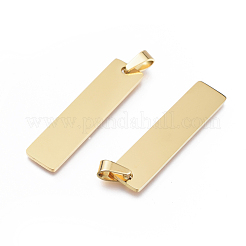イオンプレーティング（IP）304ステンレスペンダント  空白タグのスタンプ  長方形  ゴールドカラー  41x10x1.4mm  穴：4x7mm&nbsp;STAS-F241-01A-G