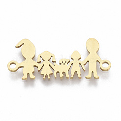 201 ステンレススチールリンクコネクター  レーザーカットリンク  家族  ゴールドカラー  11x24.5x1mm  穴：1.5mm&nbsp;STAS-R104-012G