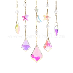 Quartz Crystal & Brass Pendant Decorations&nbsp;HJEW-M007-02A-G
