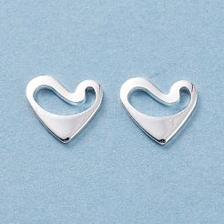 ステンレススチールチャーム201個  空白タグのスタンプ  ハート  銀  9x9.5x1mm  穴：1~2mm&nbsp;STAS-I123-14S