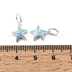 オーシャン925 スターリングシルバー エナメル ヒトデチャーム  スタンプ925個付き  空色  銀  11x9x2.5mm  丸カン：6x0.8ミリ  内径：4.4mm&nbsp;STER-K188-11S