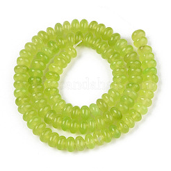 染め加工天然石ホワイトジェイドビーズ連売り  ロンデル  黄緑  6~6.5x4~4.5mm  穴：1mm  約86~90個/連  14.57~15.16''（37~38.5センチメートル）&nbsp;G-T139-59A-12