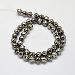 Natural Pyrite Round Beads Strands&nbsp;G-F197-08-8mm