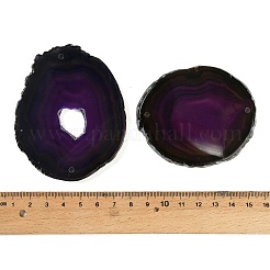 天然瑪瑙のナゲットスライスリンクコネクターチャーム  染め  パープル  50~110x27~75x5~10mm  穴：1.8~2mm  約20~40個/1000g&nbsp;G-E022-M05