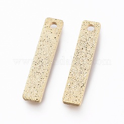 真鍮製チャーム  長持ちメッキ  テクスチャ  長方形  14KGP本金メッキ  15x3x1mm  穴：1mm&nbsp;X-KK-G397-03G