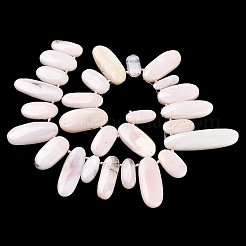 天然石ピンクオパールビーズ連売り  トップ掘削  楕円形のチャーム  15.5~52x7~17x5~7mm  穴：0.9mm  約29~32個/連  15.35''~16.14''（39~41センチメートル）&nbsp;G-M408-D01