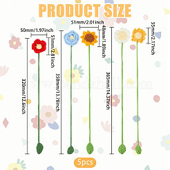 5Pcs 5 Styles Woven Polyester Flower Bookmarks&nbsp;AJEW-GL0003-57