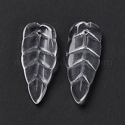 電気めっき透明ガラス ペンダント  葉のチャーム  透明  23x10x3mm  穴：1.2mm&nbsp;EGLA-H102-05B