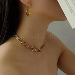 304 Stainless Steel Mesh Chain Necklace for Men Women&nbsp;NJEW-P271-02G