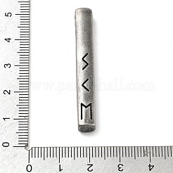 レトロな304ステンレススチールペンダント  ルーン文字のチャームが付いた長方形  アンティークシルバー  46x6.5x5.5mm  穴：3mm&nbsp;STAS-V008-32AS-11