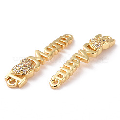 Mother's Day Brass Micro Pave Clear Cubic Zirconia Connector Charms&nbsp;ZIRC-F134-31G