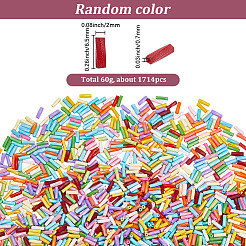 ベーキングペイント60gガラスチューブビーズ  ねじれた  ミックスカラー  6.5x2mm  穴：0.7mm  1714個/ 60g&nbsp;GLAA-SC0003-43B