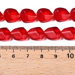 つや消しガラスビーズ連売り  天然石風  多面カット  ナゲット  レッド  12x9.5x6.5mm  穴：0.9mm  約50個/連  23.23~23.62''（59~60センチメートル）&nbsp;GLAA-T023-30A