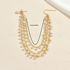 Brass Plastic Pearl Round Beads Long Stud Dangle Earrings for Women&nbsp;CY5382