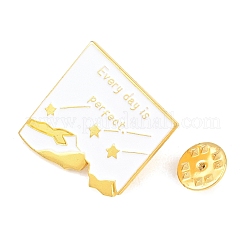 毎日が完璧な合金エナメルピン  バックパック用のラペルピン  ゴールドカラー  ホワイト  27.5x27.5mm&nbsp;JEWB-G045-01G-01