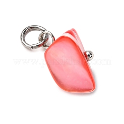 染色された天然トロキッド貝/トロキス貝のペンダント  304ステンレススチールのジャンプリング付きナゲットチャーム  ミックスカラー  ステンレス鋼色  8~12x9~19x5~10mm  穴：3.3mm&nbsp;PALLOY-JF04484-02