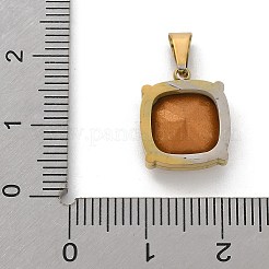 304ステンレススチールガラスラインストーンペンダント  イオンプレーティング（ip）  スクエアチャーム  透明  14x11.5x4.5mm  穴：5.5x2mm&nbsp;STAS-L281-010G-02