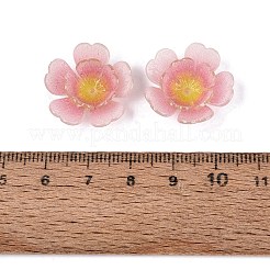 熱収縮アクリルビーズキャップ  マルチ花弁花  ピンク  19~21x19~21x7~8mm  穴：1~1.2mm&nbsp;OACR-N164-14