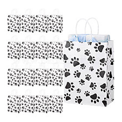 Rectangle with Paw Print Pattern Paper Storage Bags with Handle&nbsp;ABAG-WH0046-38B