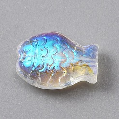 電気メッキガラスビーズ  ABカラーメッキ  魚  カラフル  10x14x6mm  穴：0.8mm&nbsp;EGLA-WH0002-01B