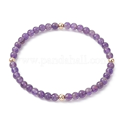 5Pcs 5 Style Natural Amethyst & Brass Beaded Stretch Bracelets Set for Women&nbsp;BJEW-JB09663-01