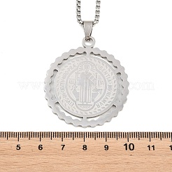 Religion 201 Stainless Steel Saint Benedict Medal Pendant 304 Stainless Steel Box Chain Necklaces&nbsp;SA-H003-04P