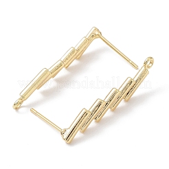 真鍮のスタッドのイヤリングパーツ  水平ループ付き  稲妻  18KGP本金メッキ  25.5x6mm  穴：1.6mm  ピン：0.7mm&nbsp;KK-C031-22G